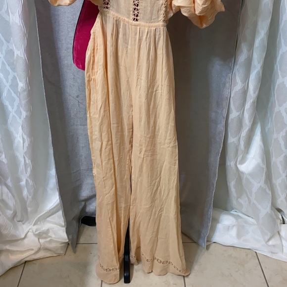 Free People Salerno Jumpsuit Peach Brioche Jumper size S - Picture 8 of 17